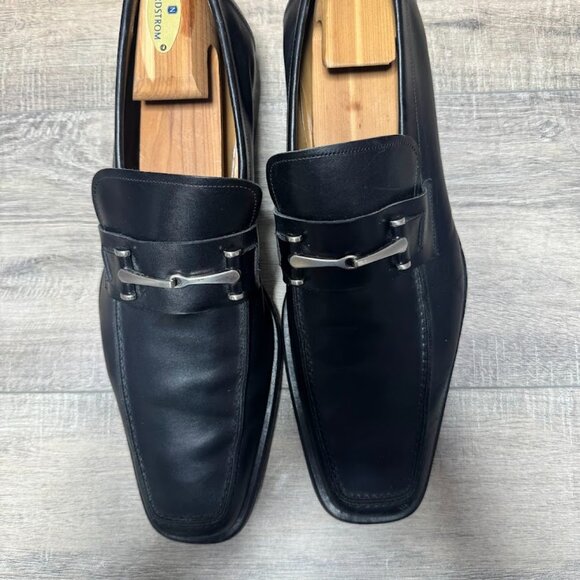 Magnanni Black Leather Loafers Men's Size 12 - Picture 2 of 7